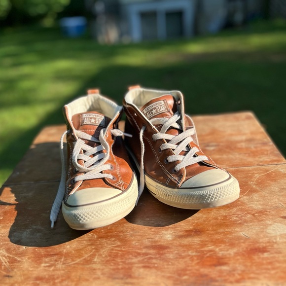 Brown Leather All Star Converse Sneakers - Picture 6 of 7